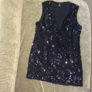 Sexy Black Sequence and Velvet Mini Dress